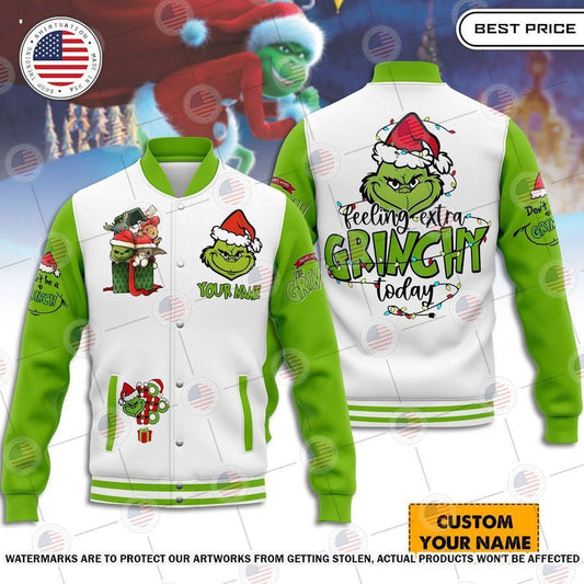 Feeling Extra Grinchy Today Custom Baseball Jacket