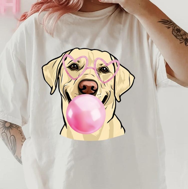 bubblegum Yellow Lab Shirt ~ Unisex Apparel Relaxed Fit Printed In The USA Clothing Womenswear Casual Comfort Cotton Top...