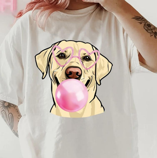 bubblegum Yellow Lab Shirt ~ Unisex Apparel Relaxed Fit Printed In The USA Clothing Womenswear Casual Comfort Cotton Top...