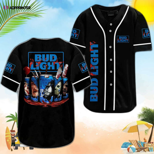 Bud Light Horror Characters Baseball Jersey: Spooky & Stylish Fan Gear
