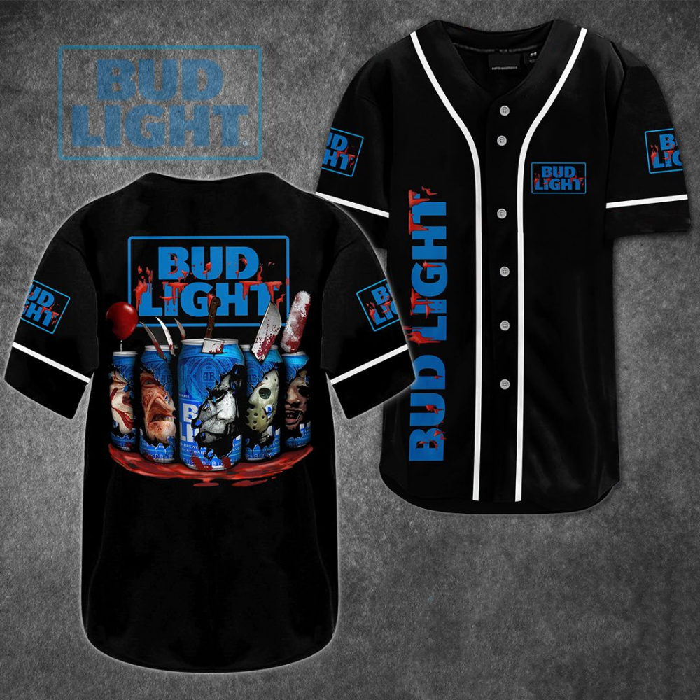 Bud Light Horror Characters Baseball Jersey: Spooky & Stylish Fan Gear