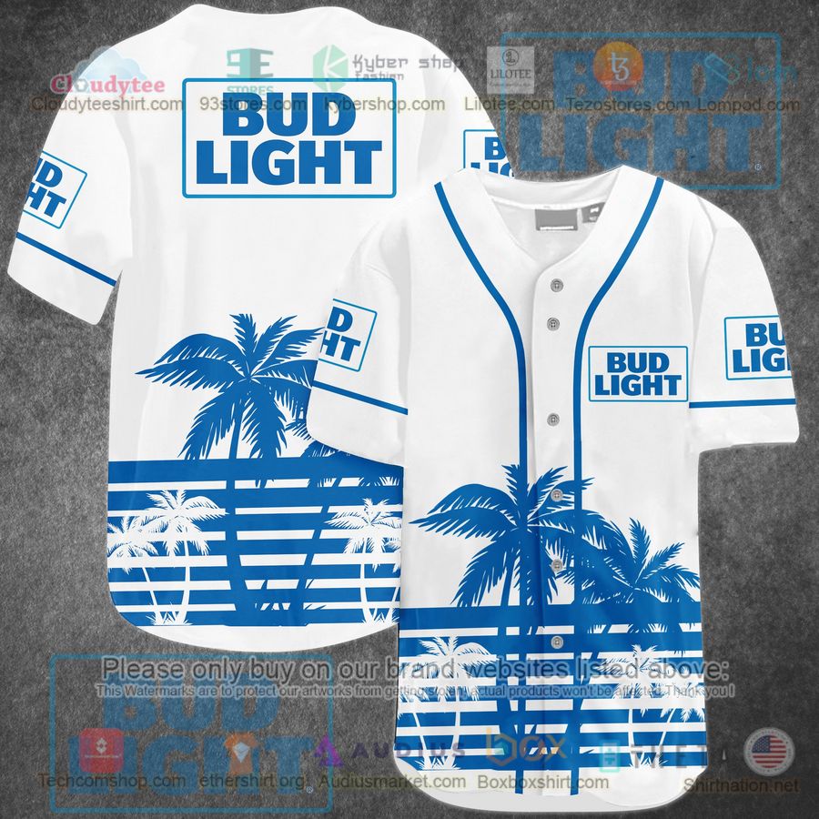 HOT Bud Light Palm Tree white Baseball Jersey Shirt