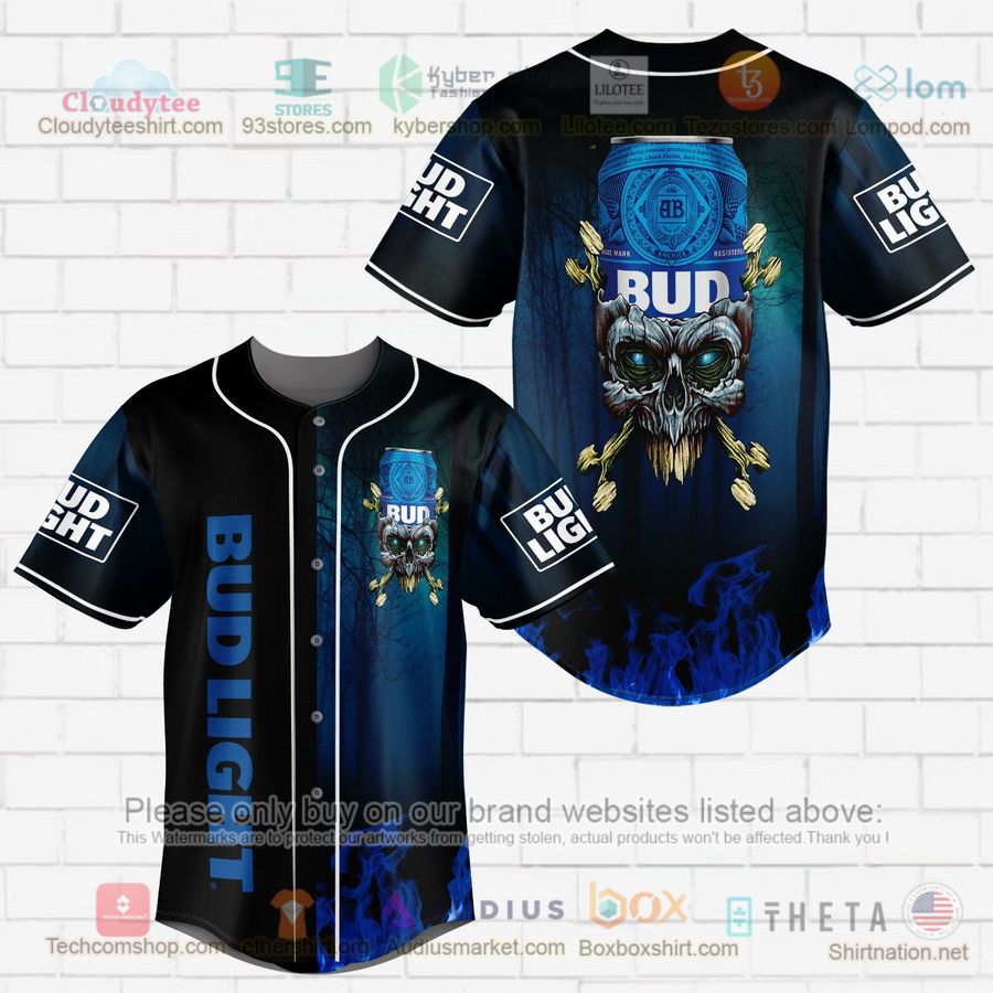 HOT Bud Light skull head Baseball Jersey Shirt