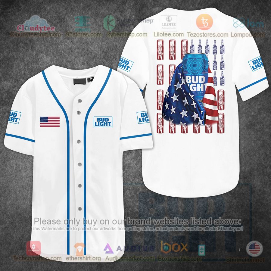 HOT Bud Light United States Flag Baseball Jersey Shirt