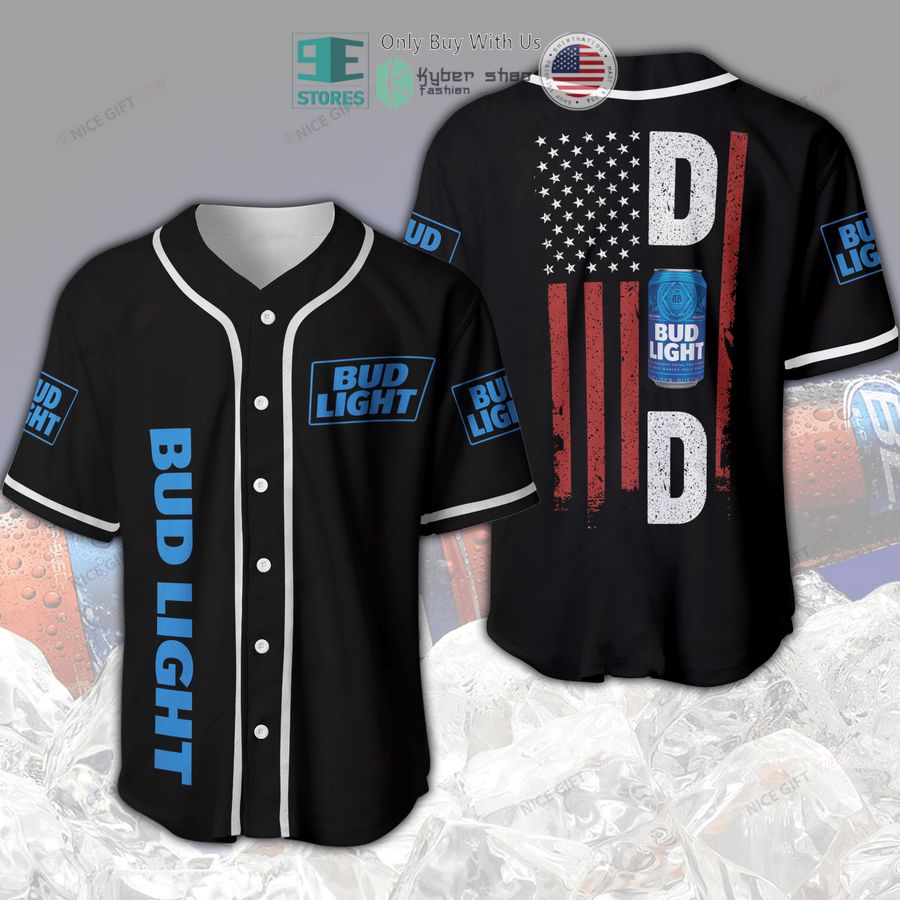 BEST Bud Light United States Flag black Baseball Jersey