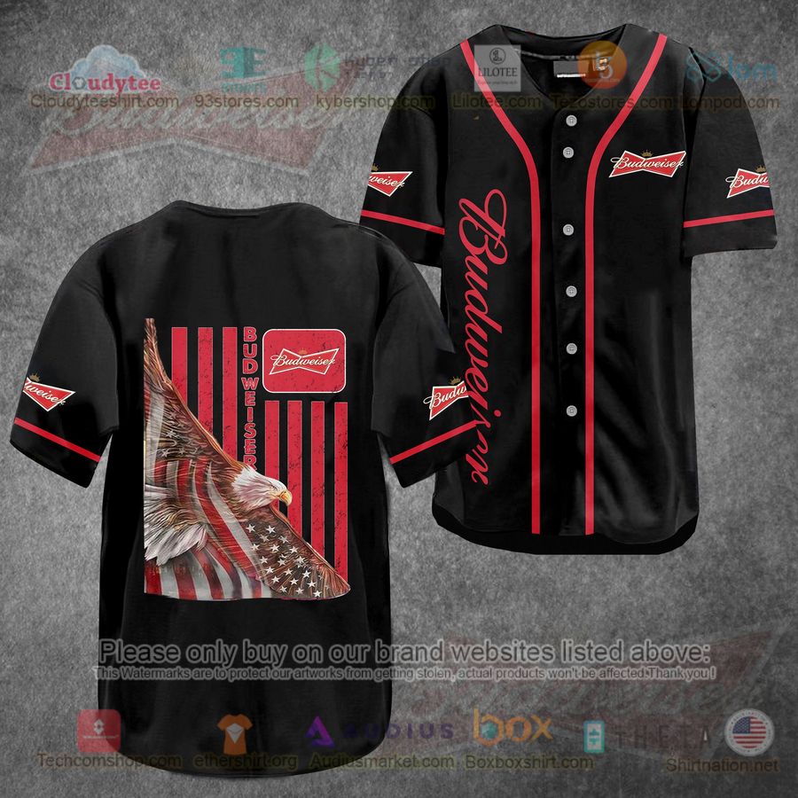 HOT Budweiser Eagle United States Flag red black Baseball Jersey Shirt