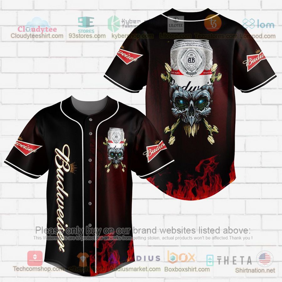HOT Budweiser skull head Baseball Jersey Shirt