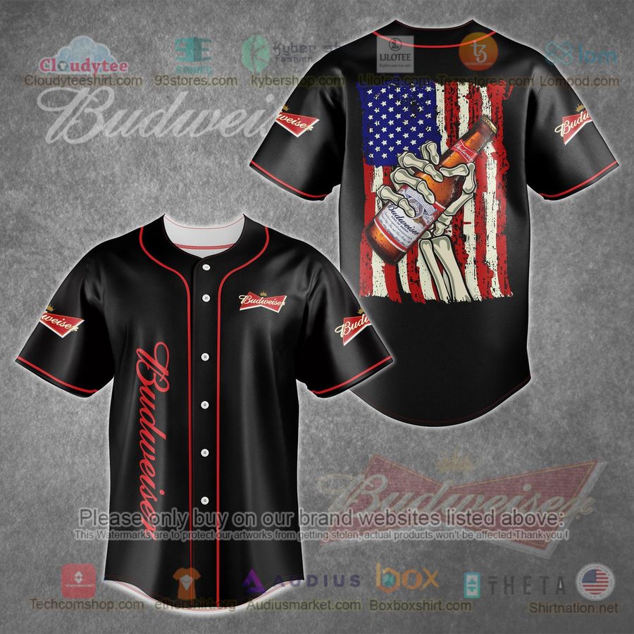HOT Budweiser United States Flag Baseball Jersey Shirt
