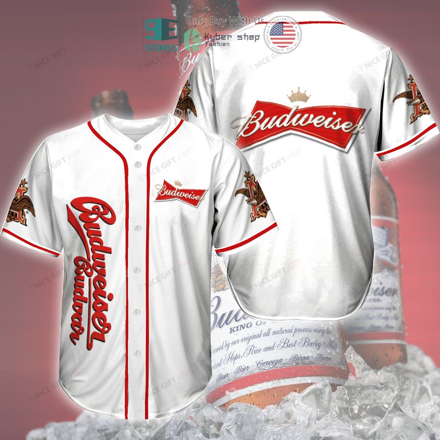 BEST Budweiser white Baseball Jersey