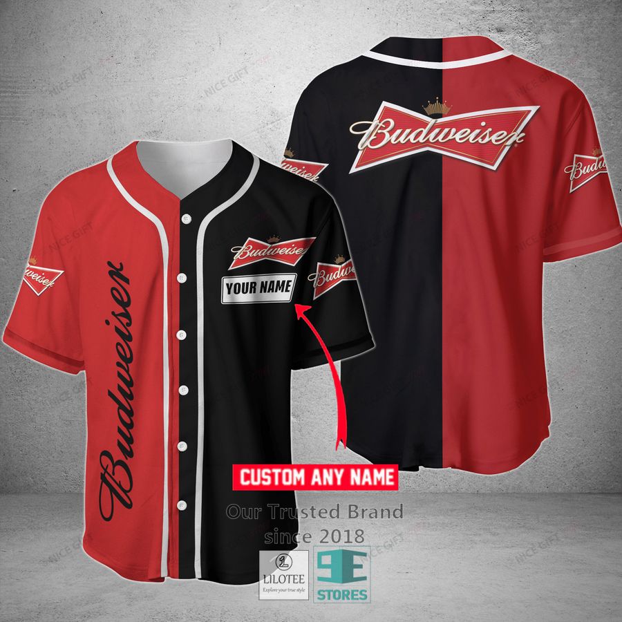 Budweiser Your Name Black Red Baseball Jersey