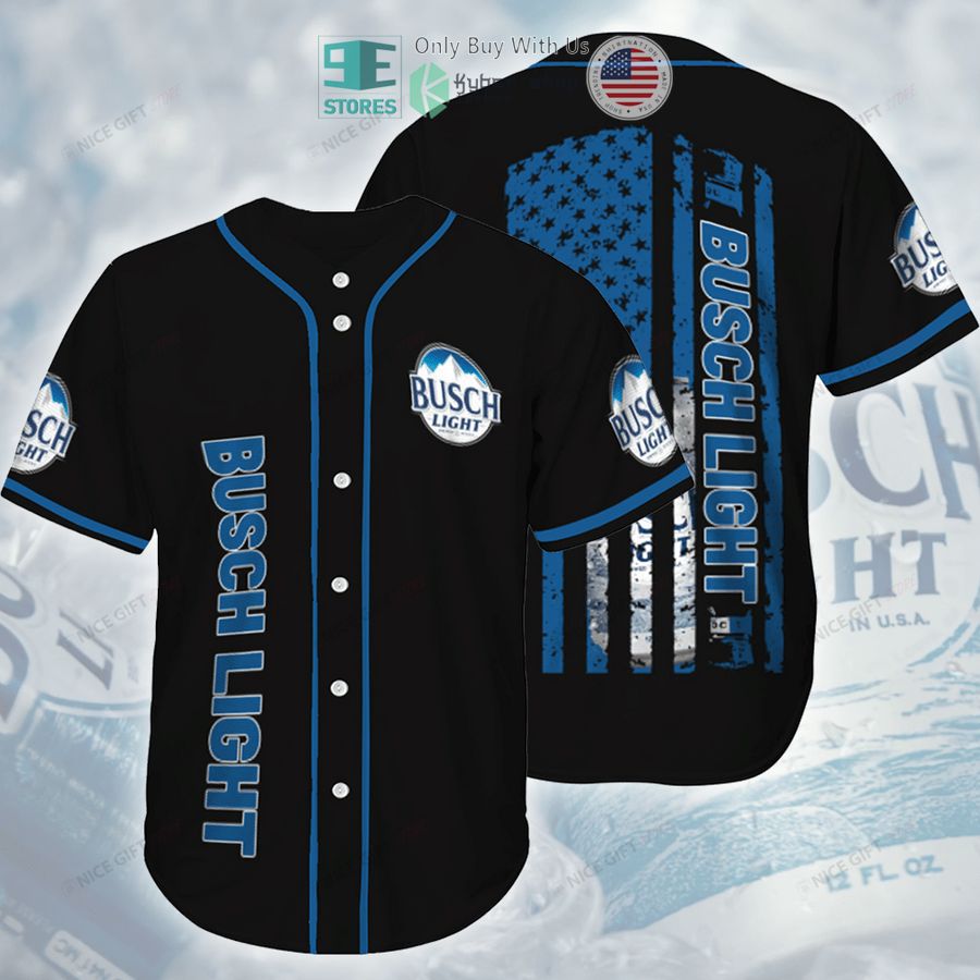 BEST Busch Light Can United States Flag black Baseball Jersey