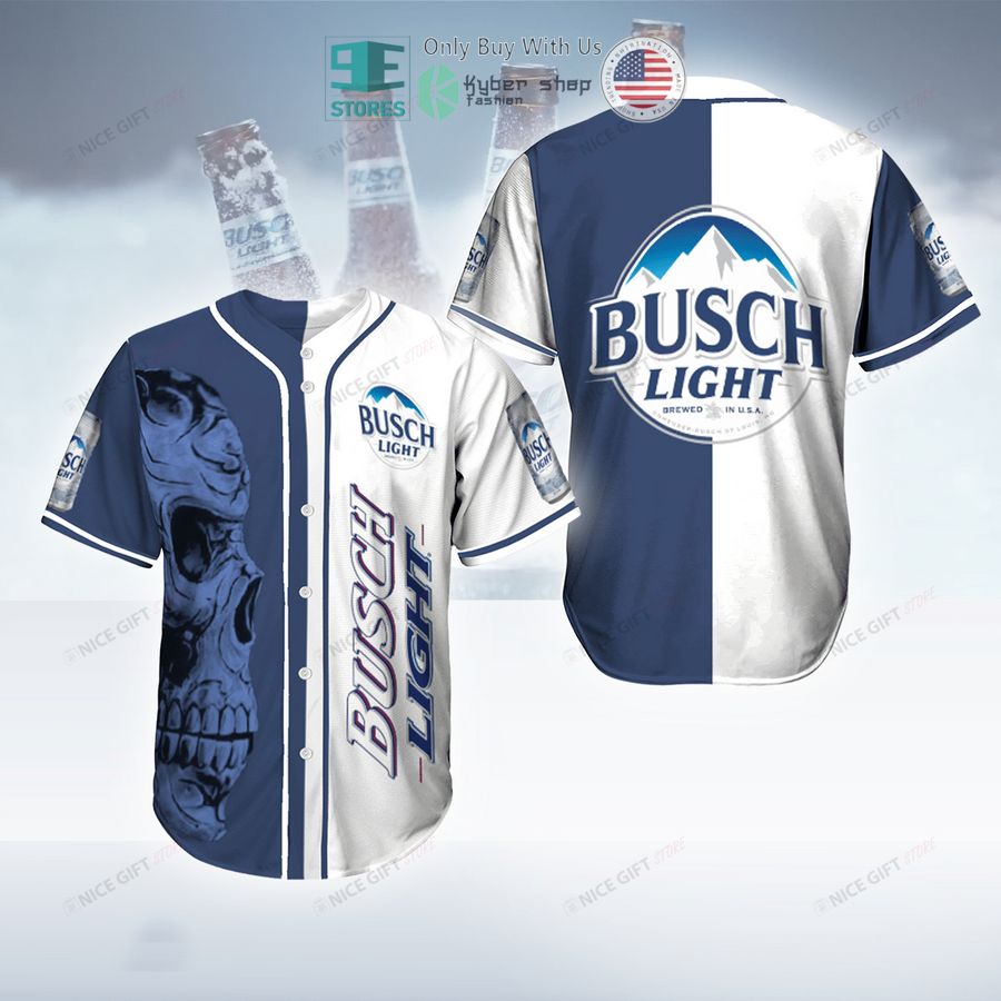 BEST Busch Light logo skull blue white Baseball Jersey