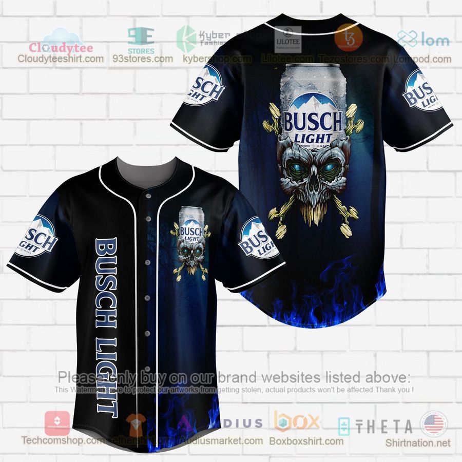 HOT Busch Light skull head Baseball Jersey Shirt