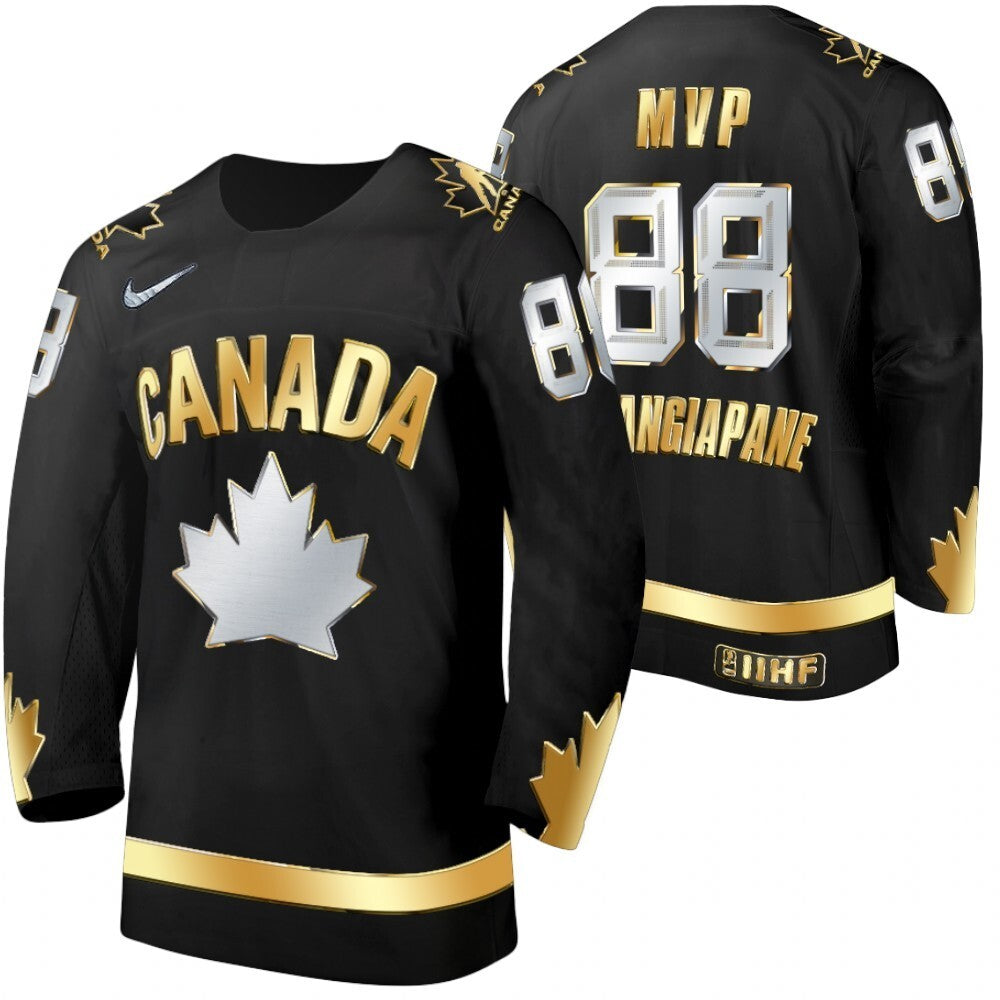 canada #88 Andrew Mangiapane canada-2021-iihf-world-championship-mvp-golden-edition-black-jersey