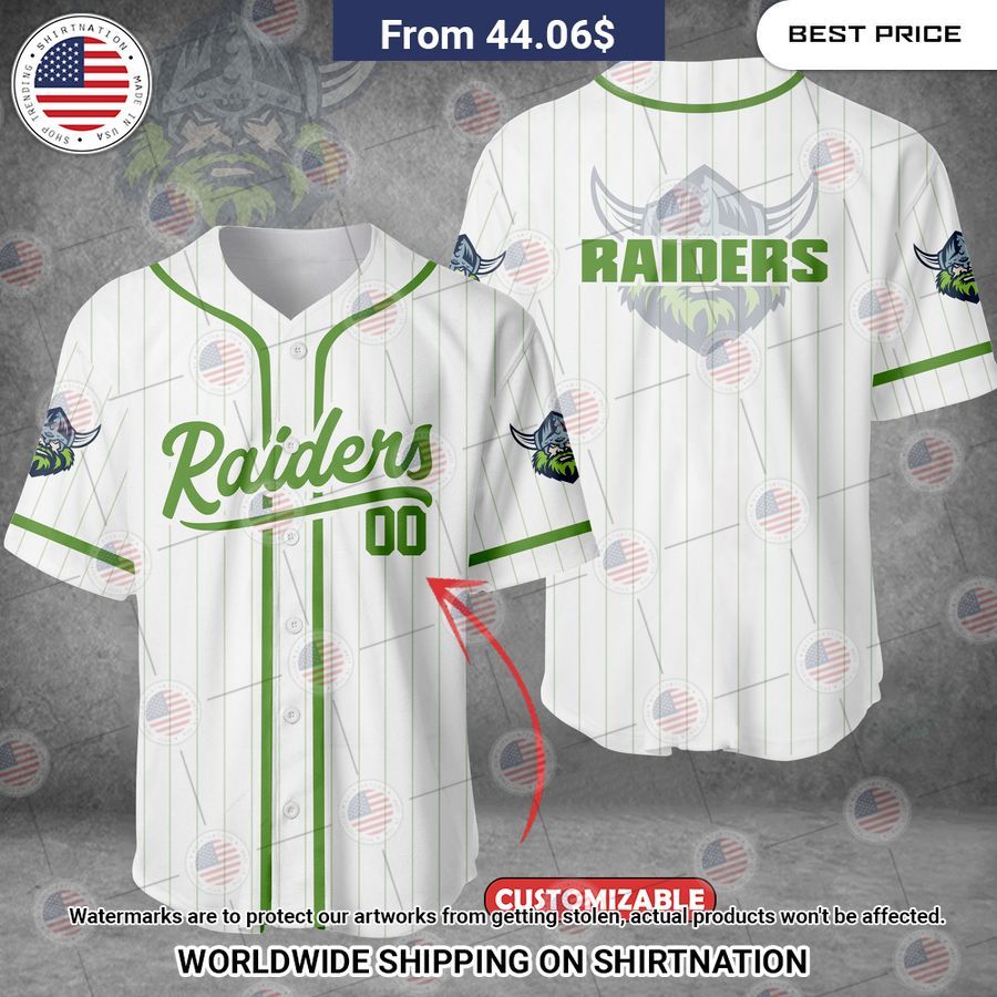 Canberra Raiders Custom Baseball Jersey