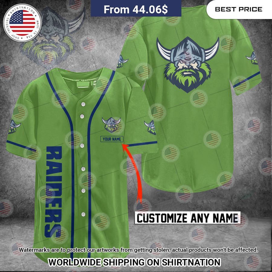 Canberra Raiders Custom Name Baseball Jersey