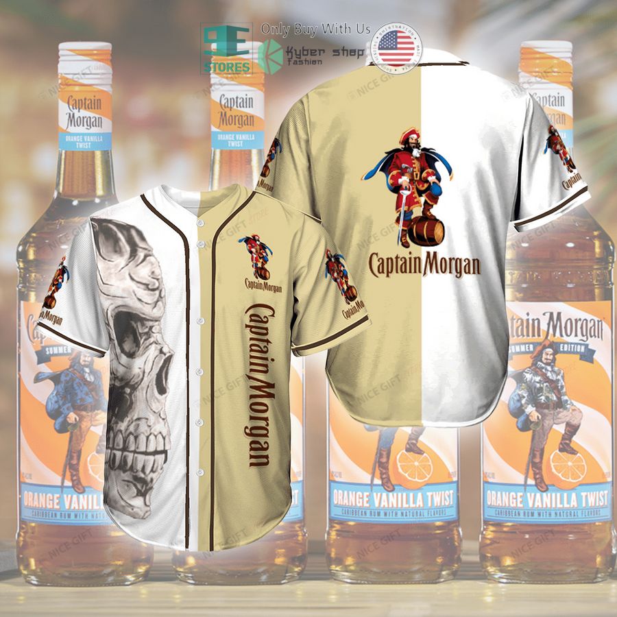 BEST Captain Morgan logo Skull cream white Baseball Jersey