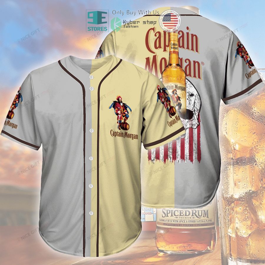 BEST Captain Morgan Skull United States Flag Baseball Jersey
