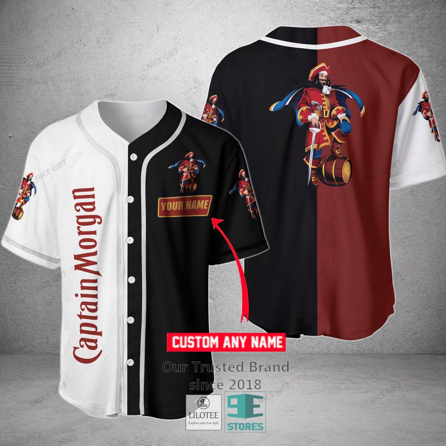 Captain Morgan Your Name Black White Baseball Jersey
