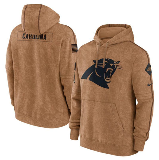 carolina panthers 2023 brown salute to service pullover hoodie