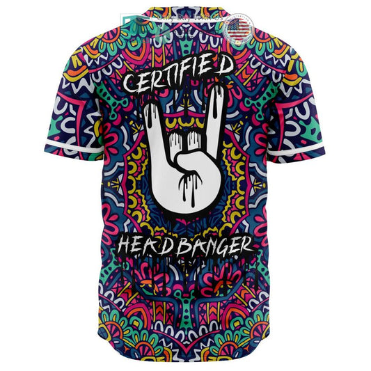 BEST Certified Headbanger Rock handsign trippy Baseball Jersey