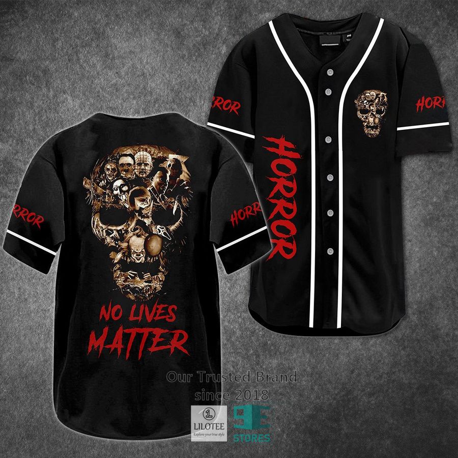 Characters face skull No lives matter Horror Movie Baseball Jersey