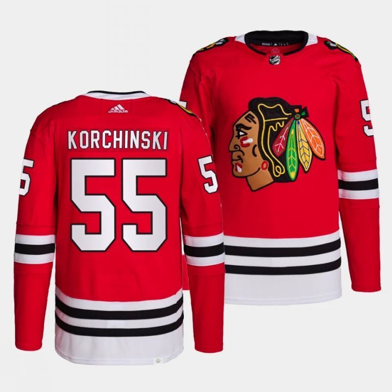 chicago blackhawks #55 kevin korchinski home red jersey