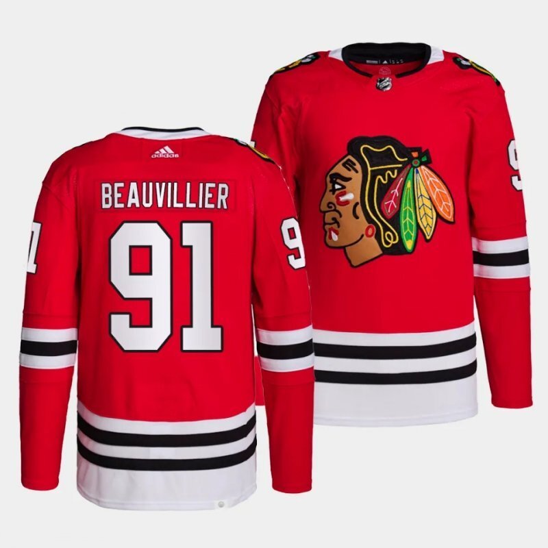 chicago blackhawks #91 anthony beauvillier home red authentic pro primegreen jersey