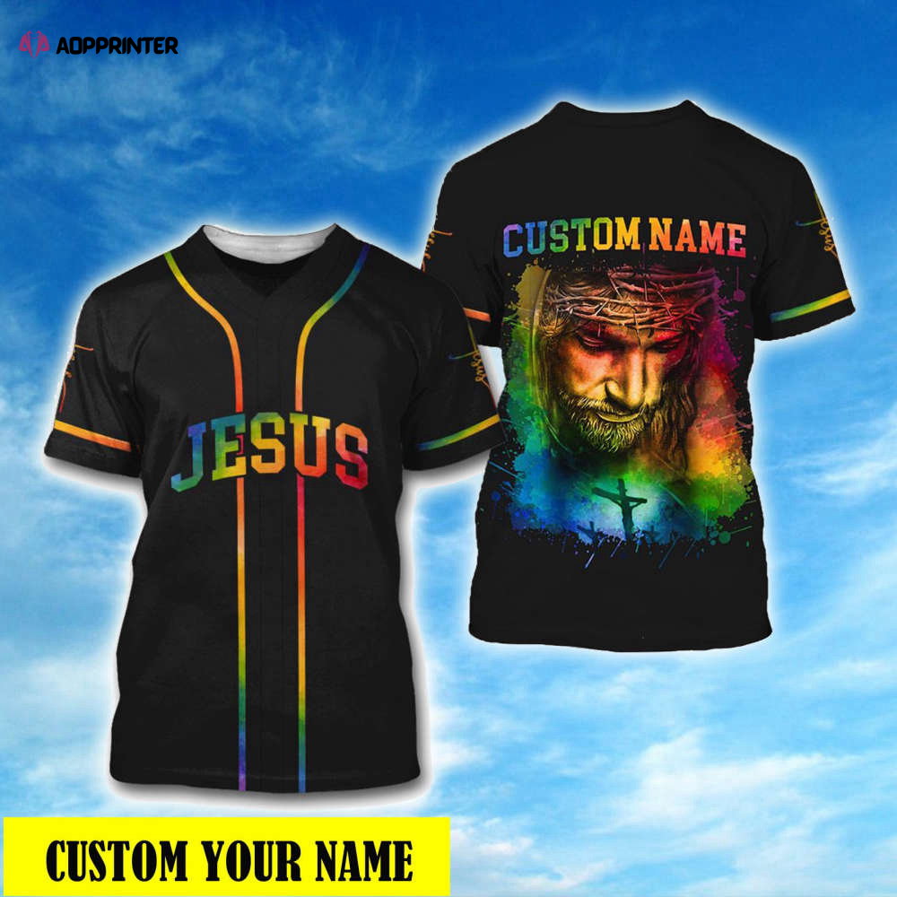 Colorful Jesus Baseball Jersey Custom Name Adult Unisex S-5XL Sizes