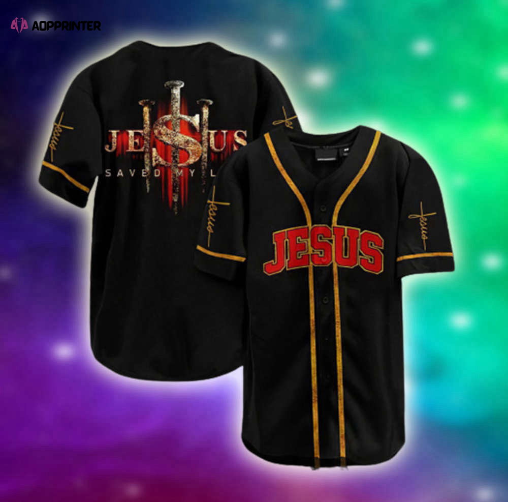 Colorful Jesus Saved My Life Cross Baseball Jersey Adult Unisex S-5XL