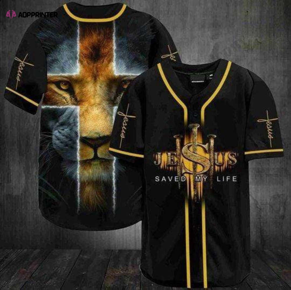 Colorful Lion Cross Jesus Saves Baseball Jersey Adult Unisex S-5XL Sizes