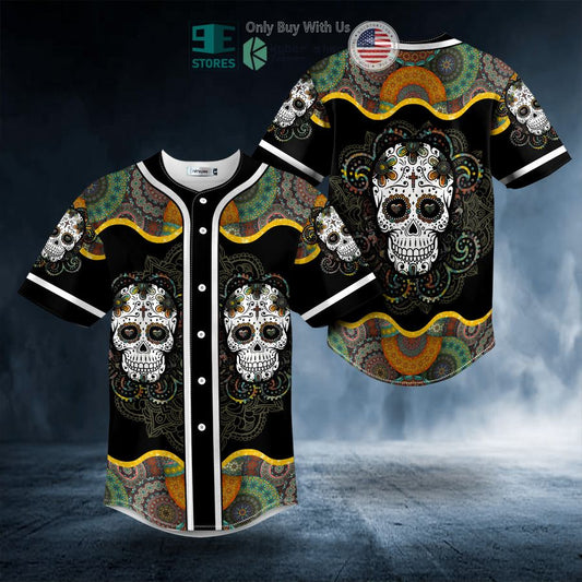 BEST Colorful Mandala Tattoo Sugar Skull Baseball Shirt