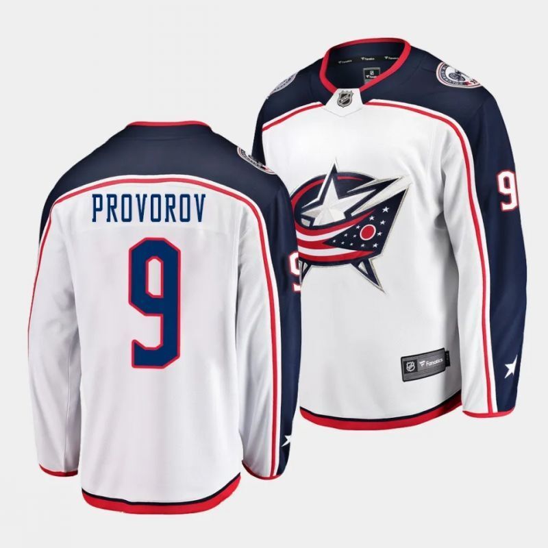 columbus blue jackets #9 ivan provorov away white breakaway player jersey