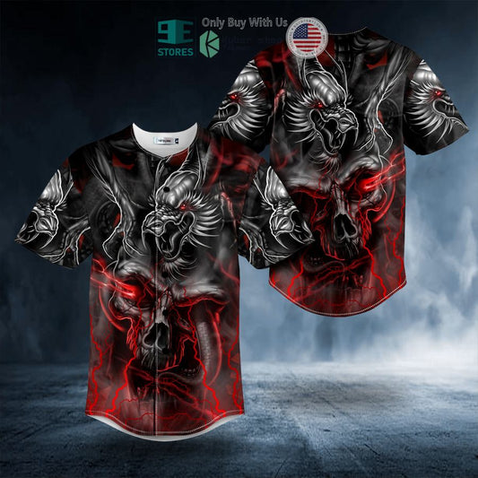 BEST Combat Dragon Glowing Eye Ghost Skull Baseball Jersey