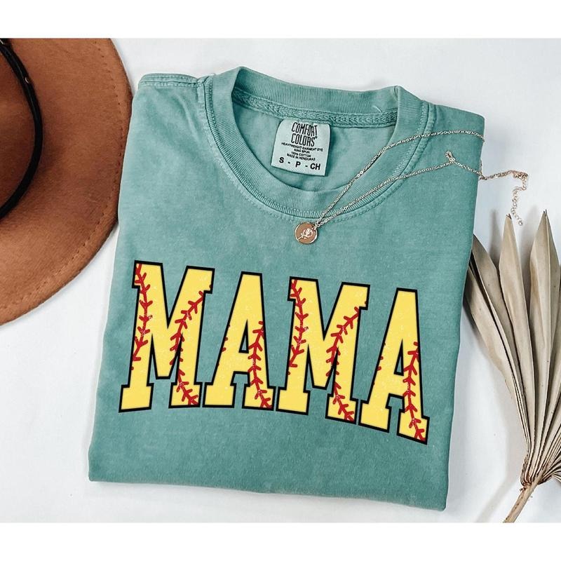 comfort color Cute Softball Mama Shirt, Mothers Day Gift For Softball Mom, Gift For Softball Lover Mom Shirt, Mothers Day...