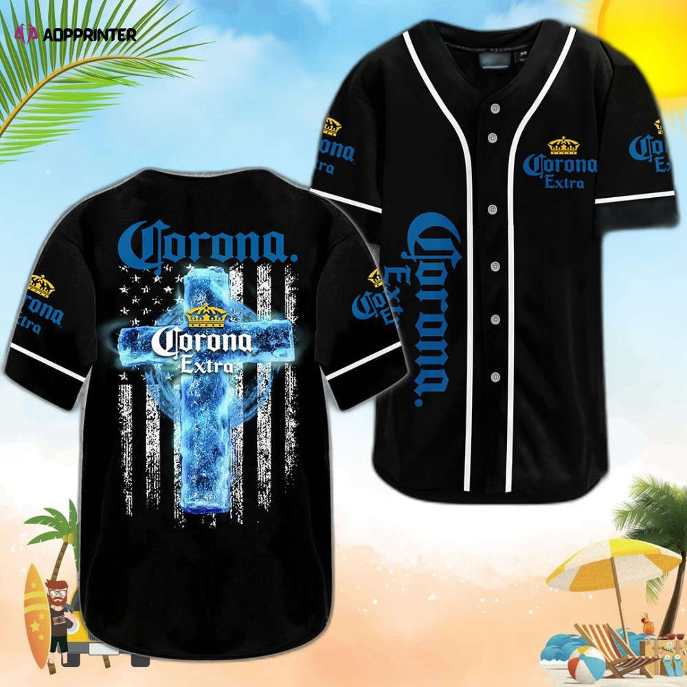 Corona Extra Cross U S Flag Baseball Jersey: Stylish Patriotic Apparel - Aopprinter T-Shirts, Hoodie, Sweatshirt (Image 1)