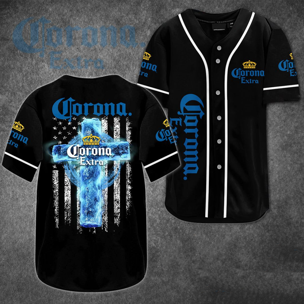 Corona Extra Cross U S Flag Baseball Jersey: Stylish Patriotic Apparel - Aopprinter T-Shirts, Hoodie, Sweatshirt (Image 2)