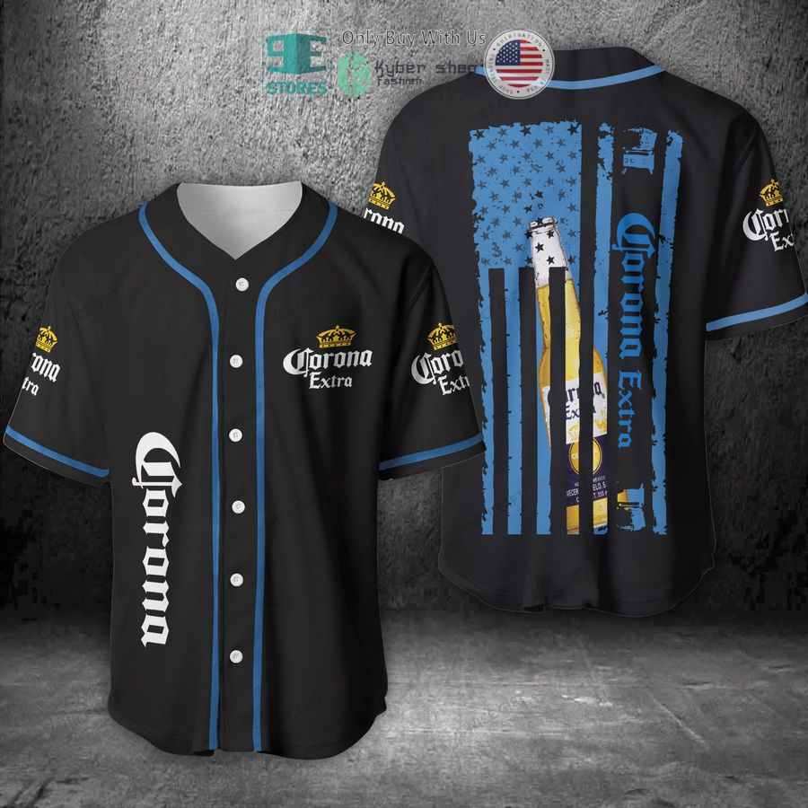 BEST Corona Extra United States Flag black Baseball Jersey