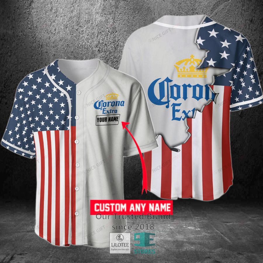 Corona Extra Your Name US Flag Baseball Jersey