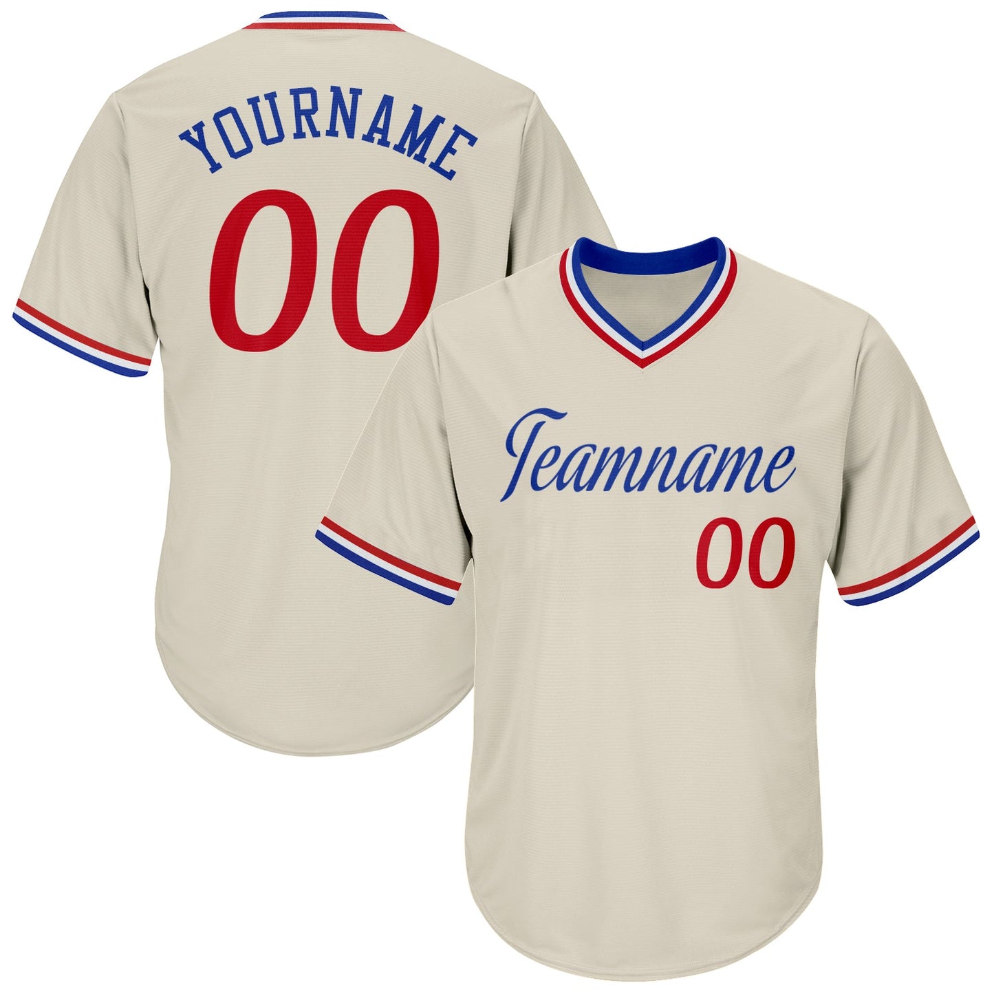 Custom Cream Red-Royal Authentic Throwback Rib-Knit Baseball Jersey Shirt Hoodie, Sweatshirt | WearSparks.com (Image 1)