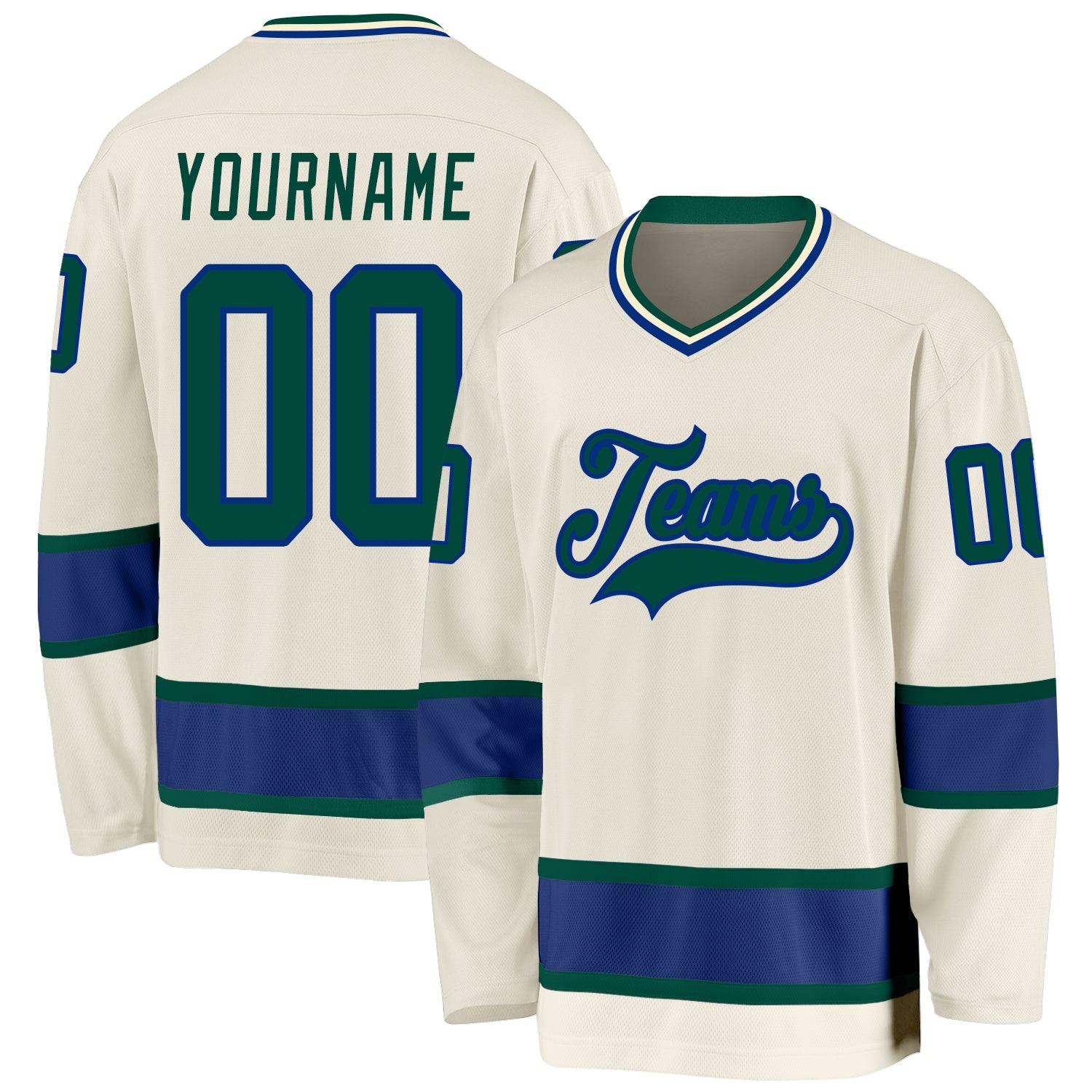 Custom Cream Green-Royal Hockey Jersey T-Shirts, Hoodie, Sweatshirt | WearSparks.com (Image 1)