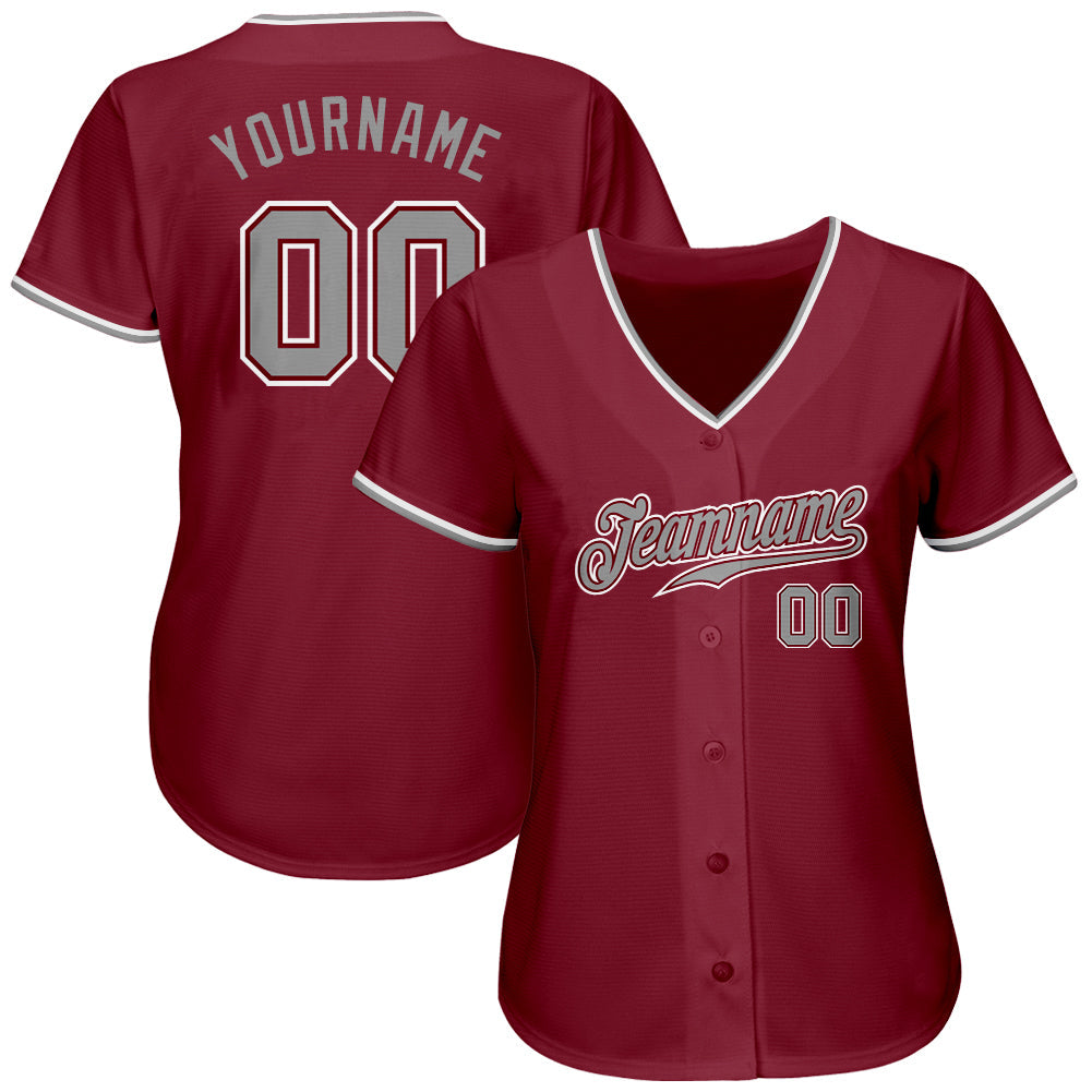 Custom Crimson Gray-White Authentic Baseball Jersey T-Shirts, Hoodie, Sweatshirt | WearSparks.com (Image 2)