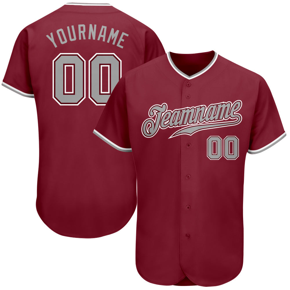 Custom Crimson Gray-White Authentic Baseball Jersey T-Shirts, Hoodie, Sweatshirt | WearSparks.com (Image 1)