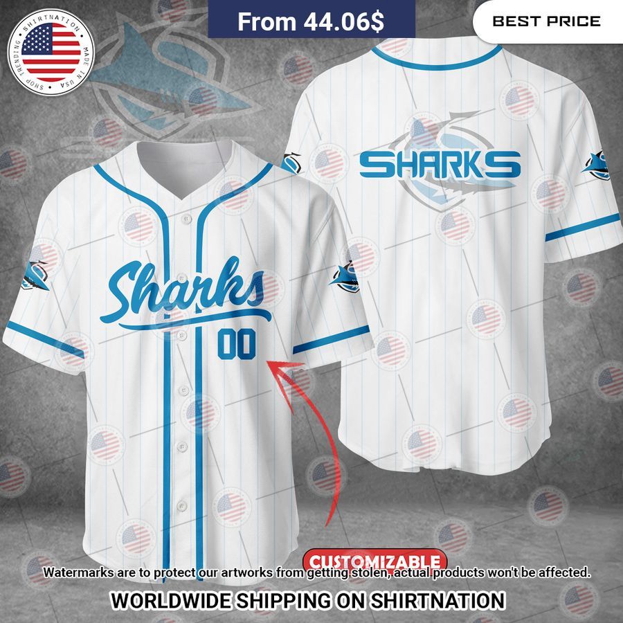 Cronulla Sharks Custom Baseball Jersey