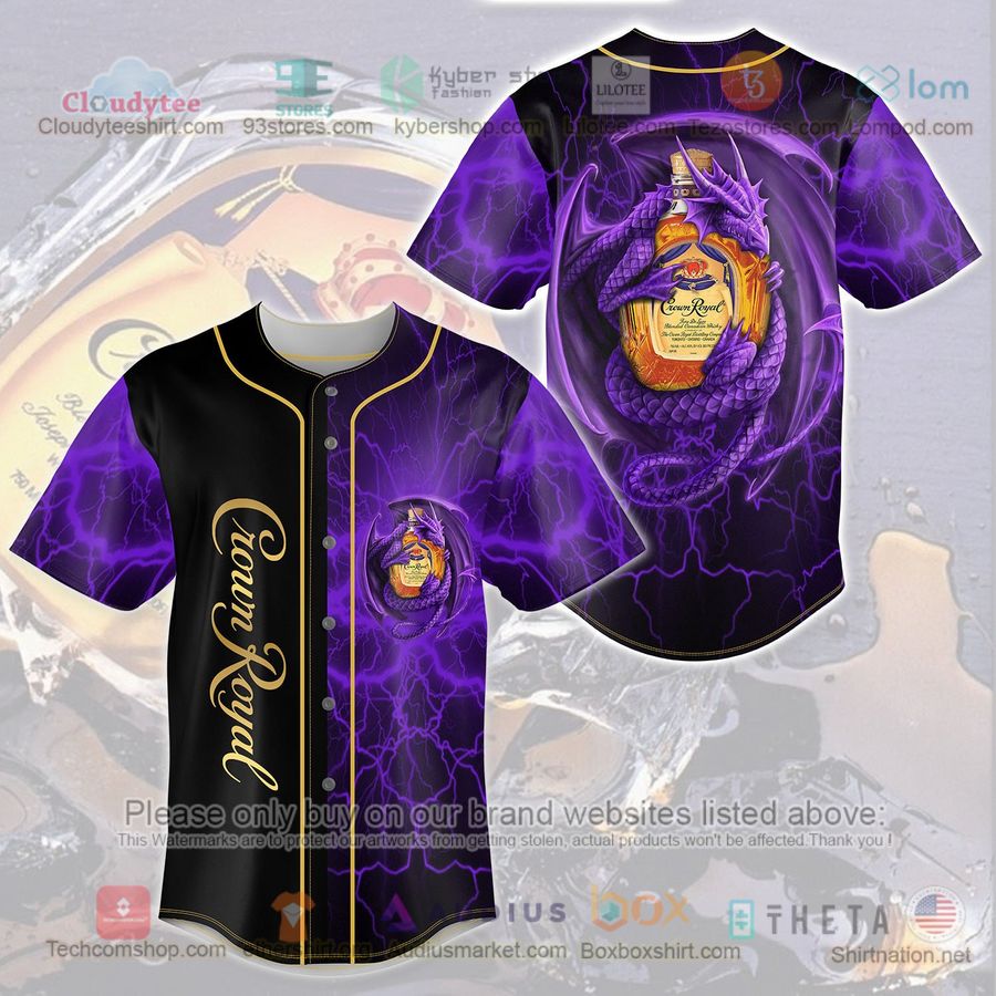 HOT Crown Royal Dragon black purple Baseball Jersey Shirt