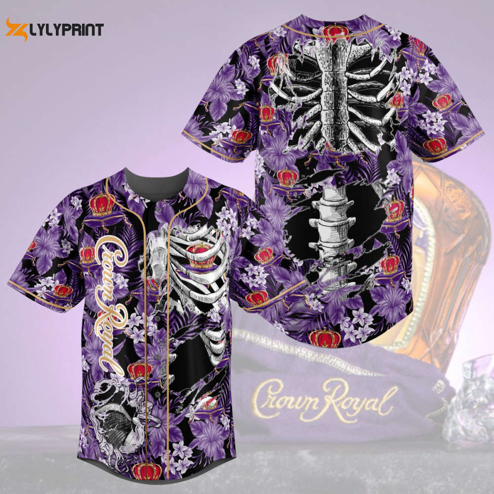 Crown Royal Flowery Skeleton All Over Print Unisex Baseball Jersey - lylyprint.com T-Shirts, Hoodie, Sweatshirt