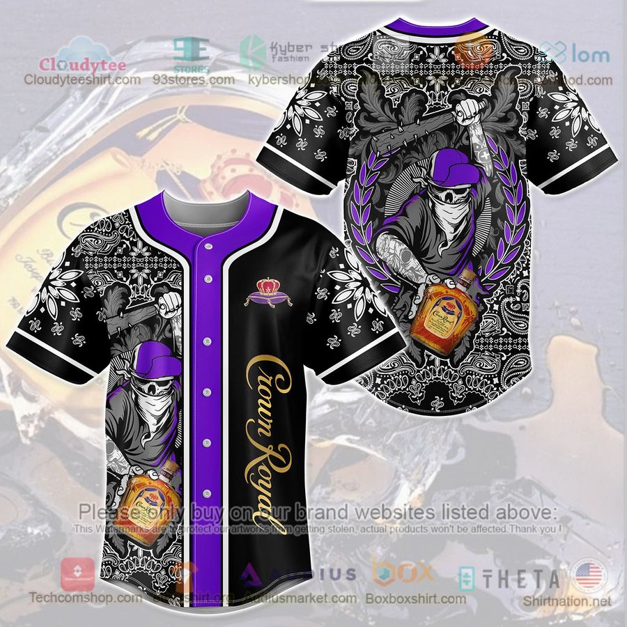 HOT Crown Royal Gangster Journal Skull Baseball Jersey Shirt