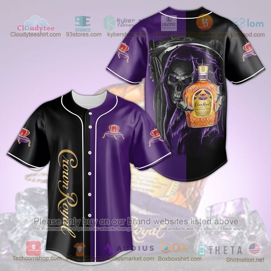 HOT Crown Royal Grim Reaper black purple Baseball Jersey Shirt