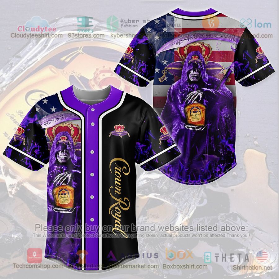 HOT Crown Royal Grim Reaper United States Flag Baseball Jersey Shirt