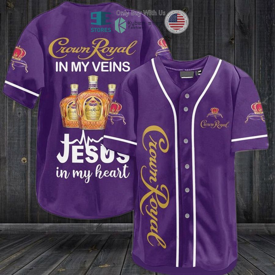 BEST Crown Royal in my veins Jesus in my heart purple Baseball Jersey